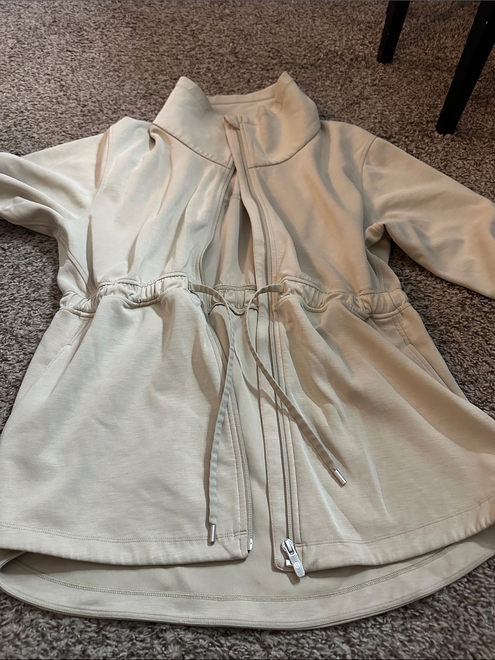 lululemon athletica Cream Drawstring Waist Zip Jacket